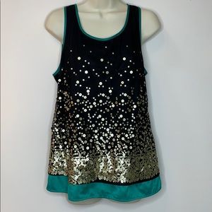 AB Studio sequined Black Dressy Tank Top